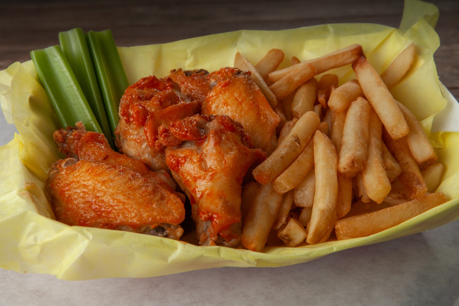 Basket of crispy chicken wings